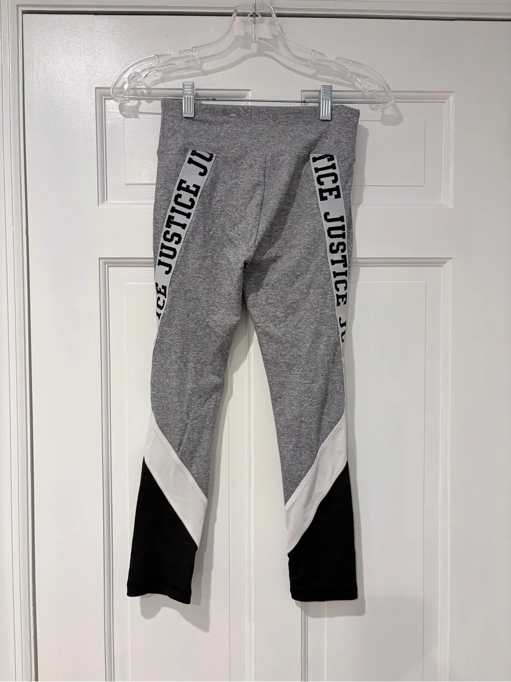 Justice Gray Leggings with Black Contrast and White Accent